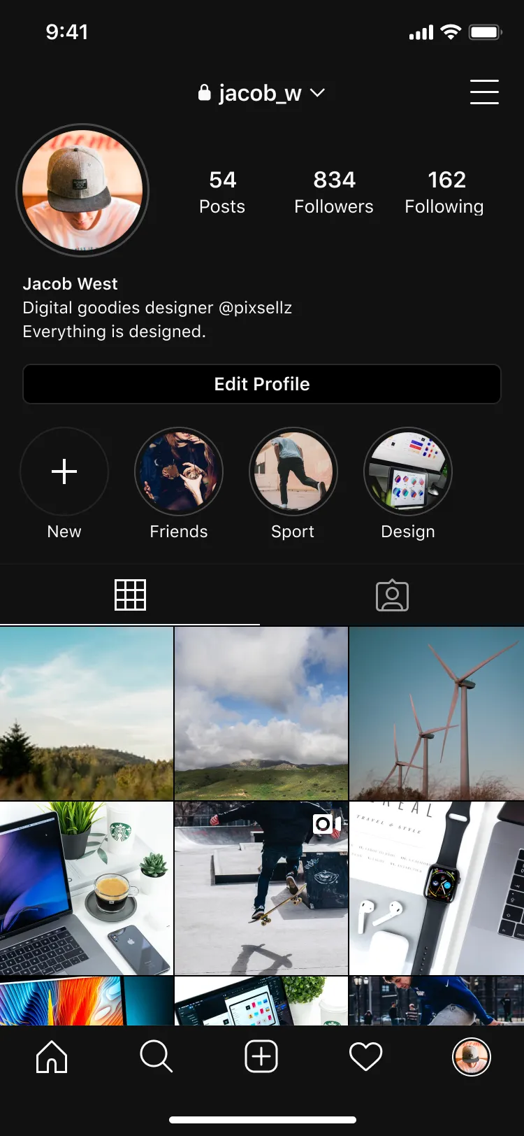 Instagram interface